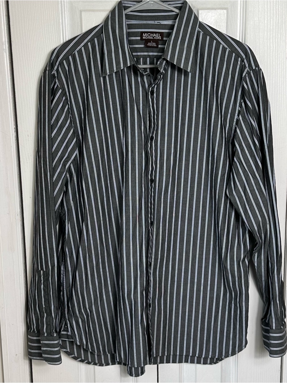 Michael Kors Men's Black Striped Button-Up Shirt